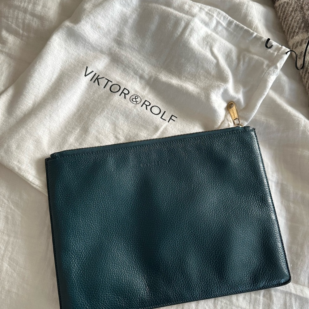 Viktor & Rolf Green Leather Clutch